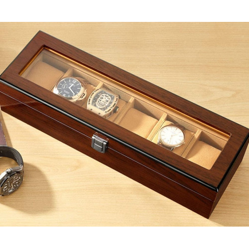 Wooden 6-Slot Premium Wrist Watch Box