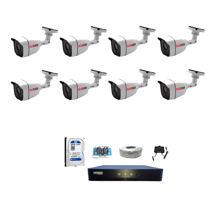 Live View 8-CH DVR 8-Pcs Full Color Camera Package