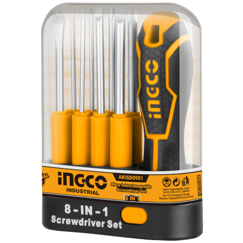 Ingco AKISD0901 8-in-1 Interchangeable Screwdriver Set