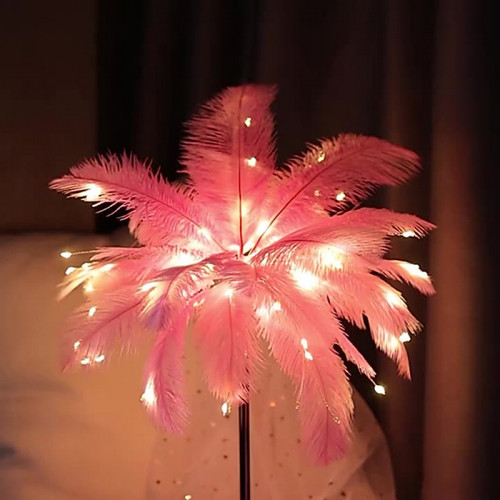 Tree-Shape Feather Night Table Lamp