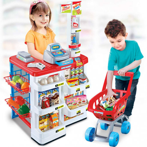 Kids Supermarket Pretend Play Trolley Toy Set