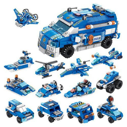 12-In-1 Police Assault Car Lego Building Set
