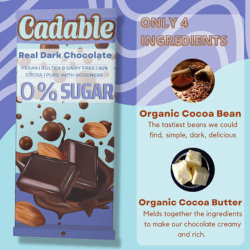 Cadable 0% Sugar Real Dark Chocolate