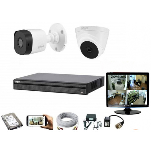 CCTV Package Dahua 4-CH DVR 2-Pcs Camera 500GB HDD