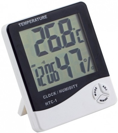HTC-1 Room Temperature and Humidity Meter with Time