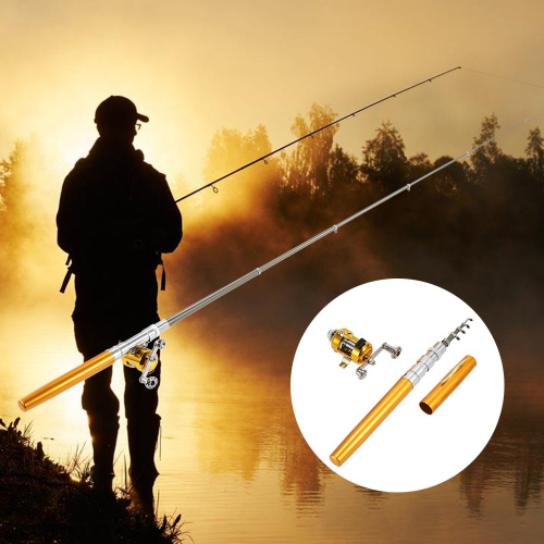 Pocket Pen Fishing Rod Pole with Golden Baitcasting Price in Bangladesh