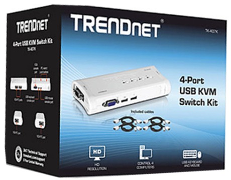 Switch KVM TRENDnet TK-407K A 4 Porte USB/VGA - Per Controllare Più Computer Con Un Solo Monitor E Tastiera