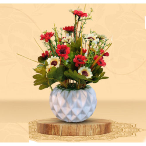 Artificial MFT-0001 Red Flower With Plastic Tub