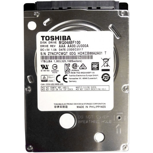 Toshiba MQ04ABF100 1TB Internal Laptop HDD