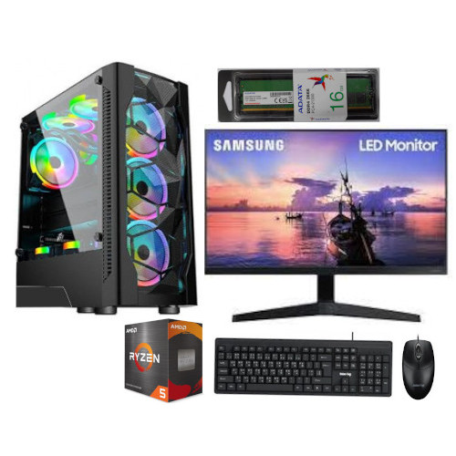 Gaming PC with AMD Ryzen 5 5600G 22" FHD Monitor