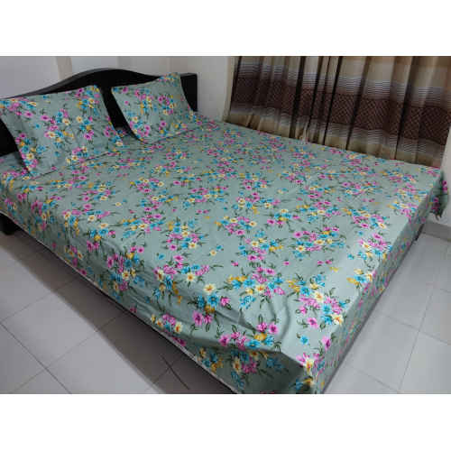 King Size Cotton Bed Sheet with 2-in-1 Pillow Cover