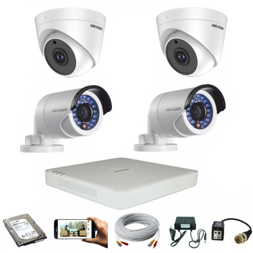 CCTV Package with Hikvision DVR 4-Pcs 2MP HD Camera