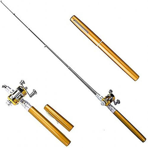 Pocket Pen Fishing Rod Pole with Golden Baitcasting Price in