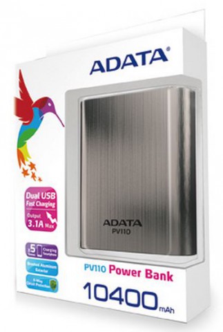 AData PV110 Titanium 10400 mAh 2.1A Portable Power Bank