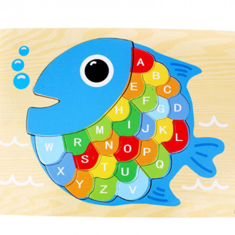 3D Cartoon Fish Alphabet Puzzle for Kids