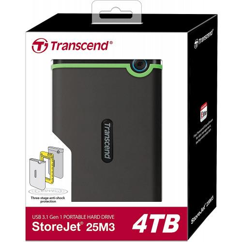 Transcend StoreJet 25M3 4TB USB 3.1 Portable Hard Drive