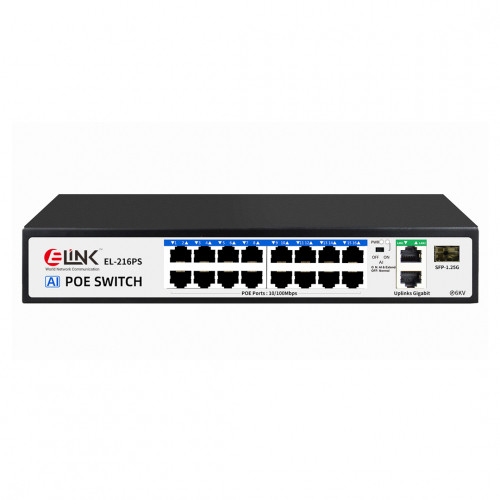 E-LINK EL-216PS 16-Port 2 Gigabit Uplink POE Switch