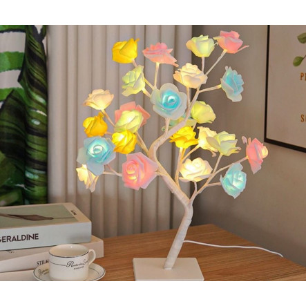 24LED Artificial Flowers Rose Table Lamp