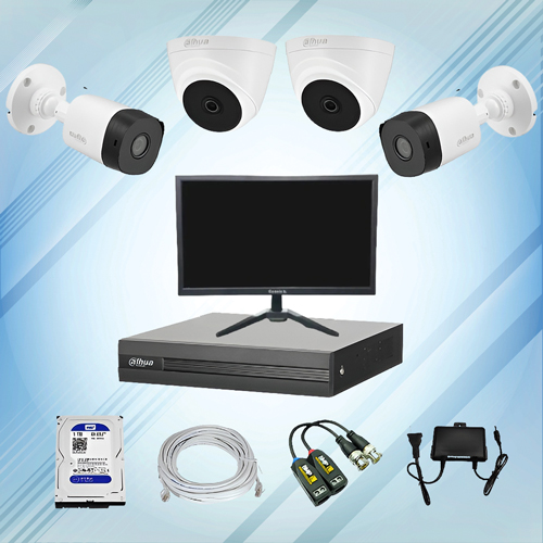 CCTV Package Dahua 4-CH 4-Pcs Camera with 17" Monitor