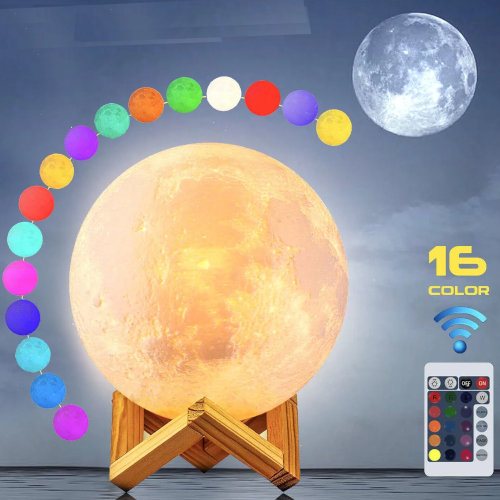 Rechargeable 16 Color 3D Moon Lamp