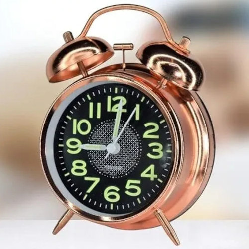 Vintage Twin Bell LED Light Alarm Clock