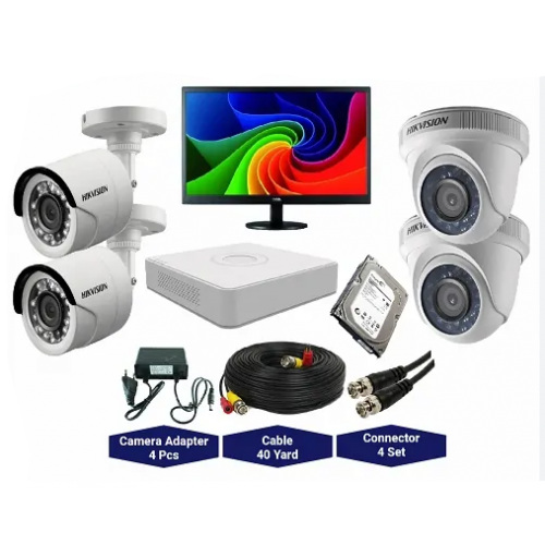 CCTV Package Hikvision 4CH DVR 4 PCS Camera