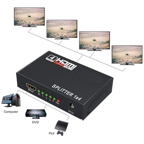 Fjgear 4-Port 2K HDMI Splitter