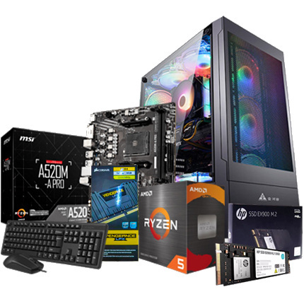 Gaming PC Ryzen 5 5600G 16GB RAM & 256GB M.2 SSD