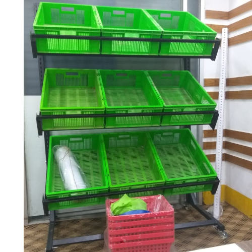 Vegetable Display Rack with Strong Wheel