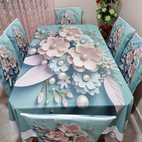 3D Print Table Cloth with 6-Pcs Chair Cover Set