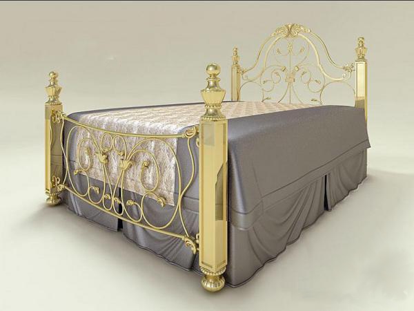 Steel Bed 5 x 7 Feet Golden Color Powder Coated Furniture
