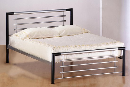 Steel Bed 5 x 7 Feet Black & Silver Powder Coated Furniture
