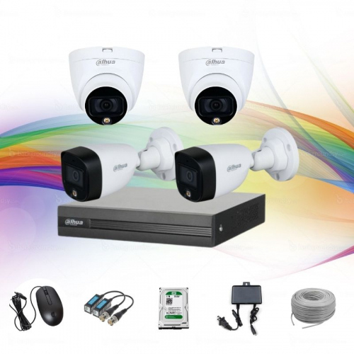 Dahua 4Pcs Full Color Camera Package