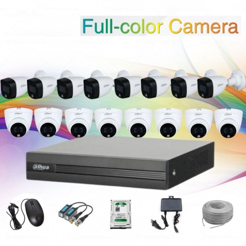 Dahua 16Pcs Full Color Camera Package with 2TB HDD