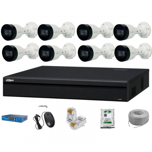 Dahua 8CH NVR 8Pcs 2MP IP Camera Package with 2TB HDD