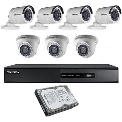 CCTV Package 8CH DVR 7-Camera 19" LED Monitor