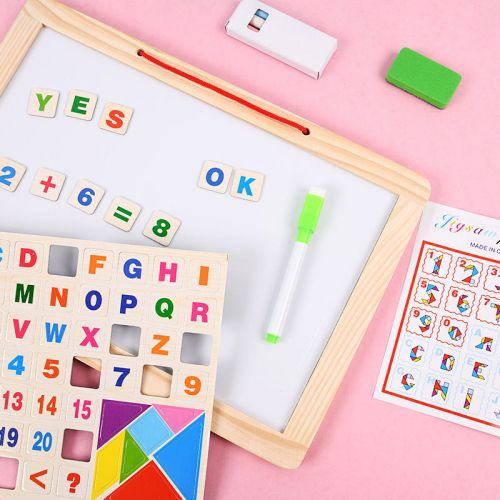 6-in-1 Wooden Magnetic Board with ABC Alphabet Puzzle