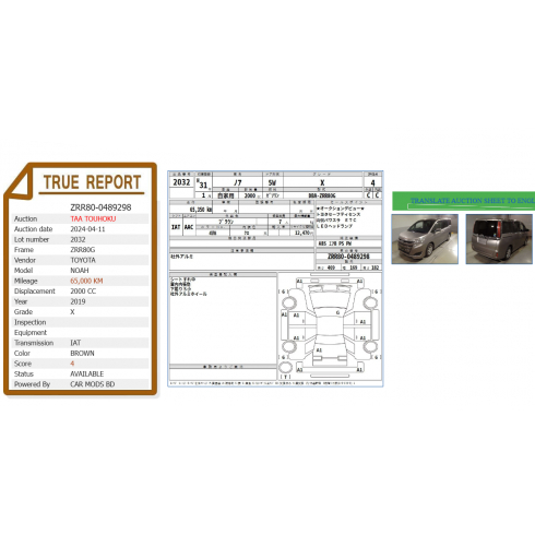 Auction Sheet and True Report Verification