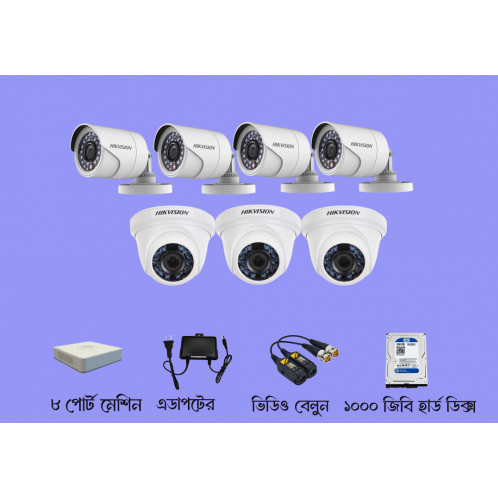 CCTV Package with 8-CH DVR 7-Unit Hikvision Camera