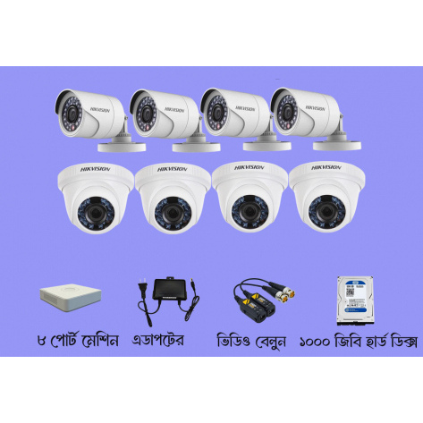 CCTV Package with 8-CH DVR 8-Unit Hikvision Camera