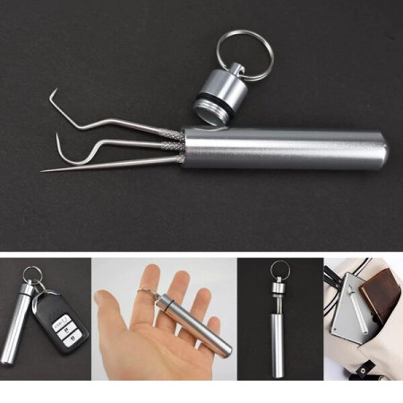 Portable Stainless Steel Tooth Pick Stick with Key Ring