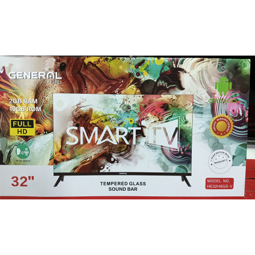 General HE32H9GS-V 32" Tempered Glass Smart TV