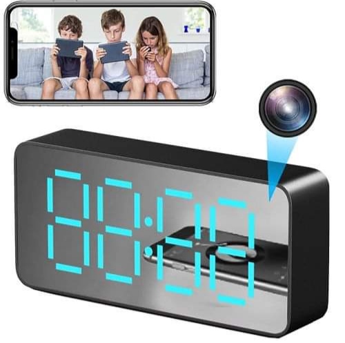 LED Light Clock Wi-Fi Spy Camera with Supported 64GB