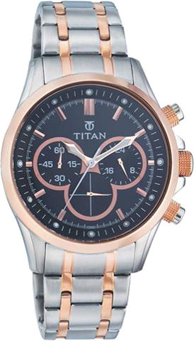 Titan 9348KM01 Metal Strap Water Resistant Men Wrist Watch