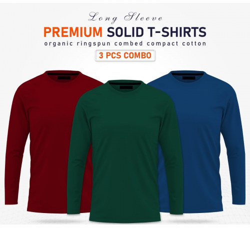 Premium Solid T-Shirt 3-Pcs Combo Set