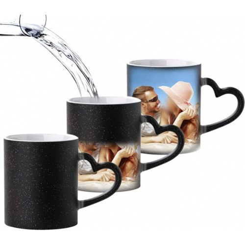 Black Sublimation Love Handle Magic Mug