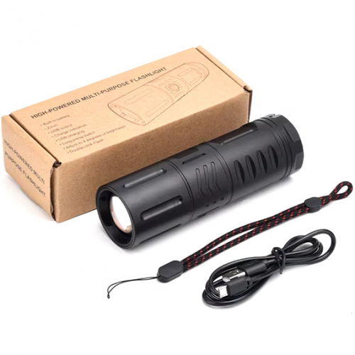 T40 USB Strong Zoom Torch Light with Power-Bank