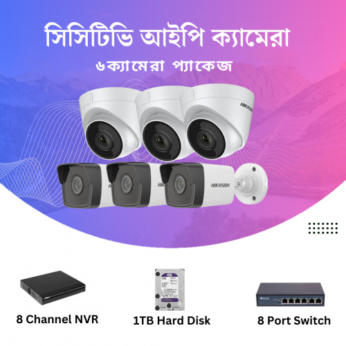 CCTV Package Dahua 8-CH NVR with 6-Pcs Hikvision Camera