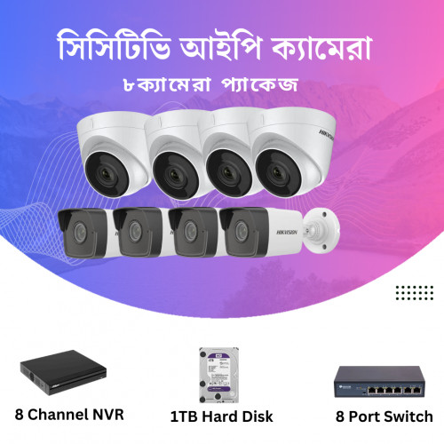 CCTV Package Hikvision 8CH XVR & 8-Pcs Camera 1TB HDD