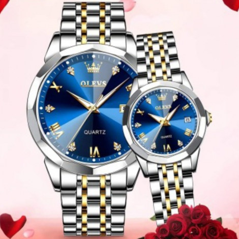 Olevs-5563 Fashionable Couple Watch